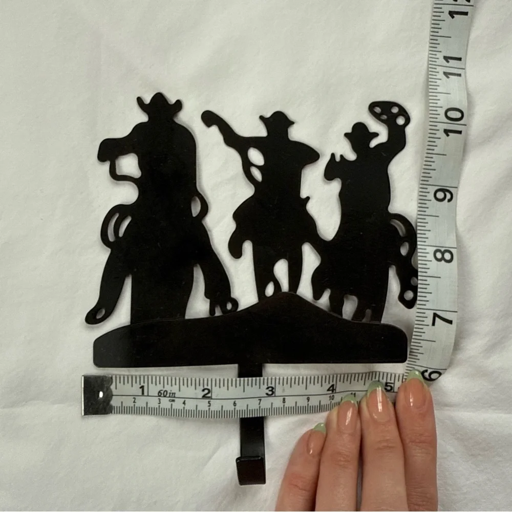 Western Cowboy Roping Coastal Cowgirl Black Metal Wall Coat Hook Key Holder